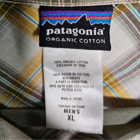 Mens Patagonia Plaid 100% Organic Cotton Button Up Shirt 2 Breast Pockets XL - Picture 5 of 12
